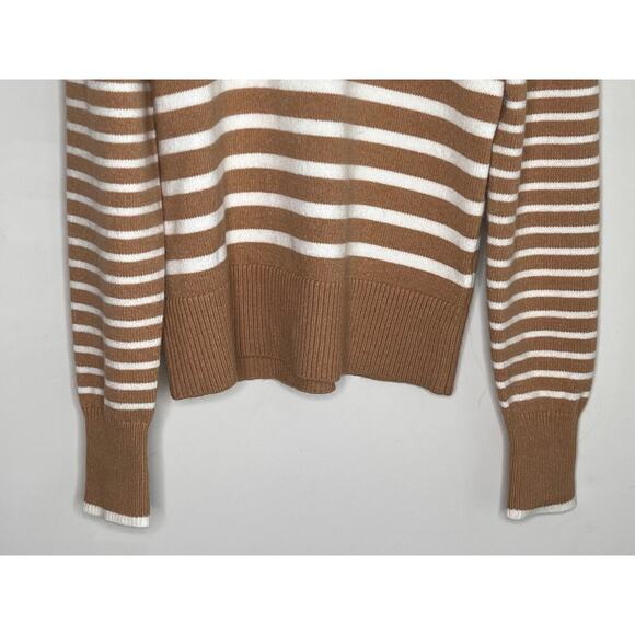 Addison Bay Fall Collection Striped 1/4 Zip Pullover Sweater Latte Women's XXS - Picture 4 of 11